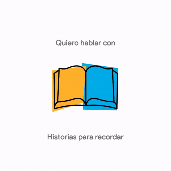 GIF showing how Historias para Recordar works